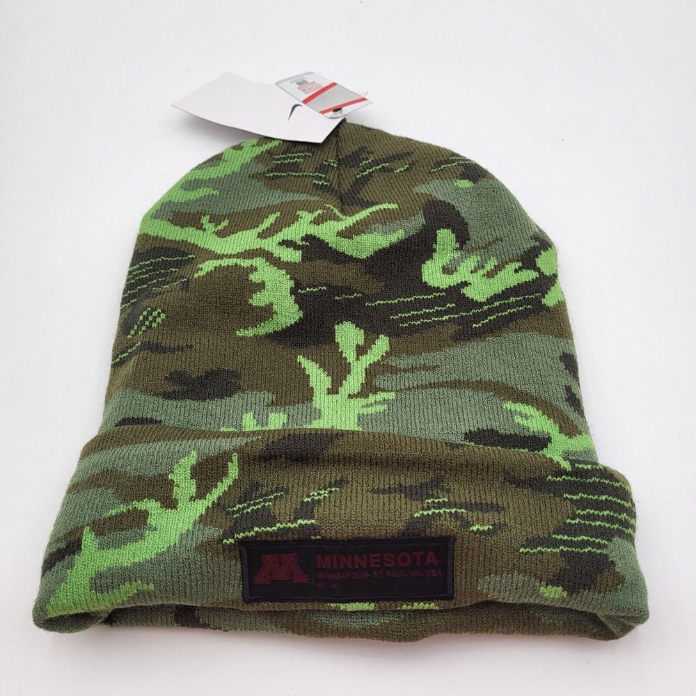 Minnesota Gophers Nike Iron Gray Camo Military Cuffed Knit Beanie Stocking Hat‎
